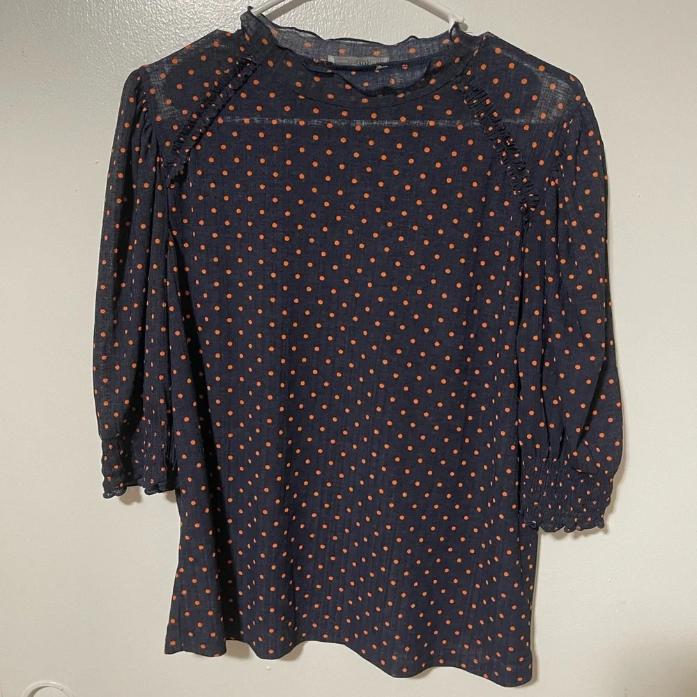 Zara navy blue orange polka dot - Picture 2 of 4